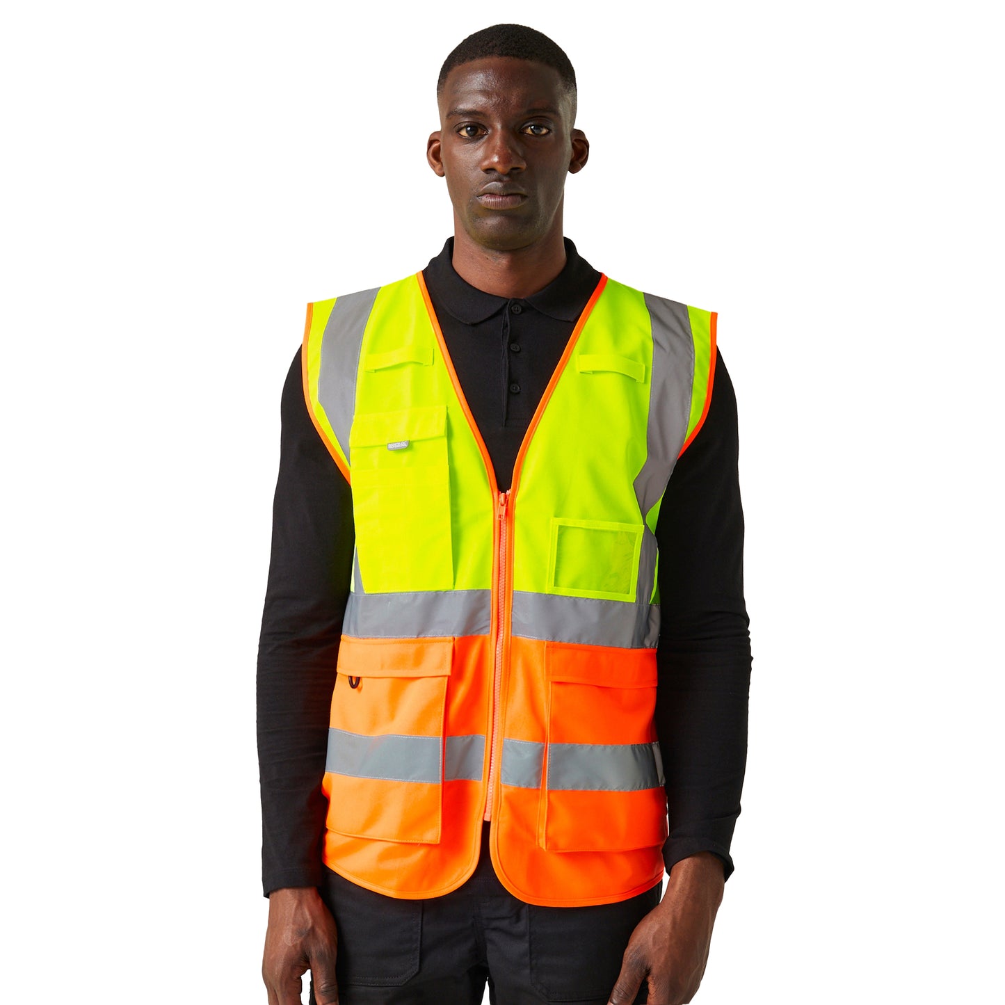 Yellow-Orange - Side - Regatta Professional Mens Hi-Vis Vest
