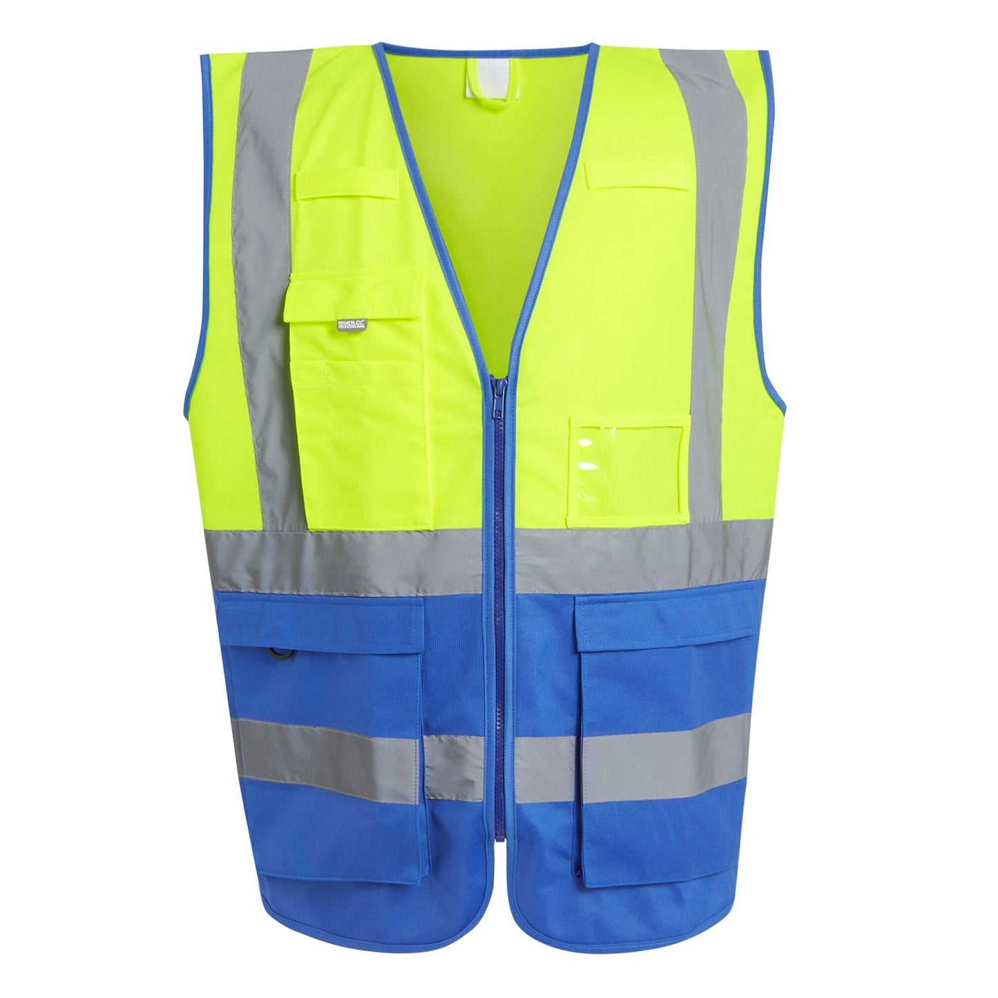 Yellow-Royal Blue - Front - Regatta Professional Mens Hi-Vis Vest