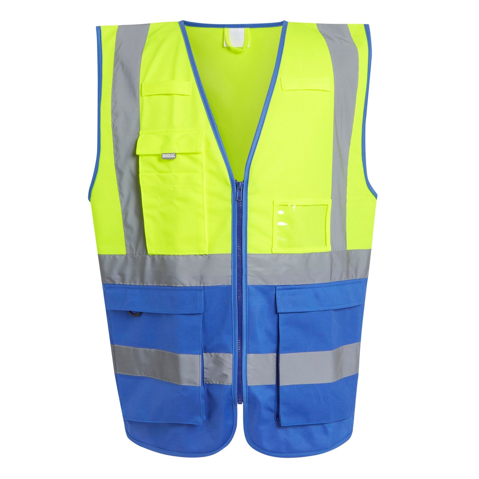 Yellow-Royal Blue - Front - Regatta Professional Mens Hi-Vis Vest