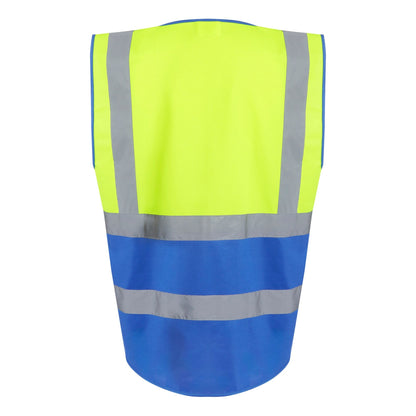 Yellow-Royal Blue - Back - Regatta Professional Mens Hi-Vis Vest