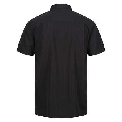 Ash-Black - Back - Regatta Mens Mindano VIII Patterned Short-Sleeved Shirt