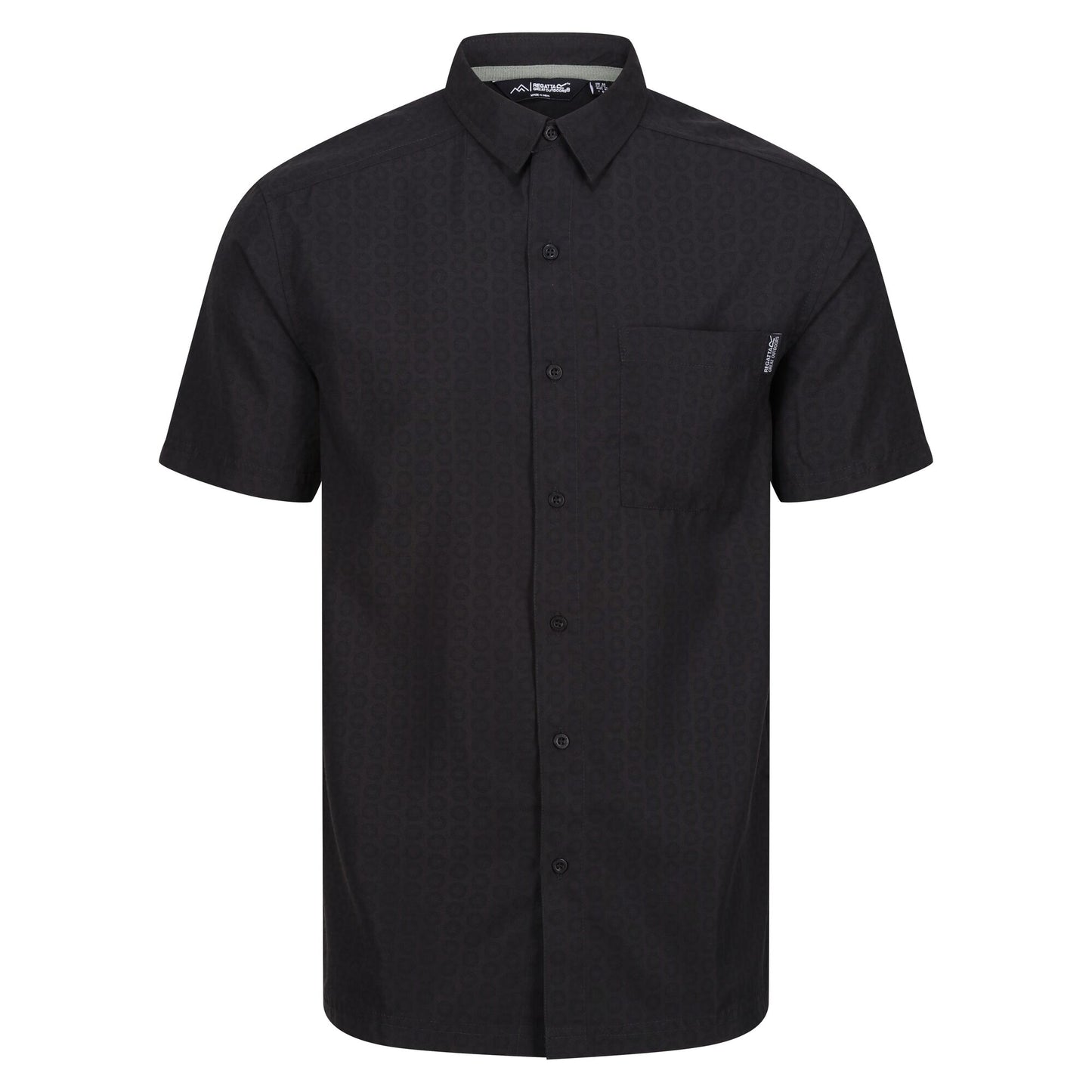 Ash-Black - Front - Regatta Mens Mindano VIII Patterned Short-Sleeved Shirt
