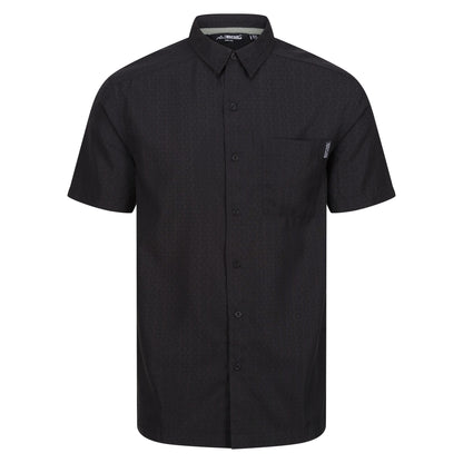 Ash-Black - Front - Regatta Mens Mindano VIII Patterned Short-Sleeved Shirt