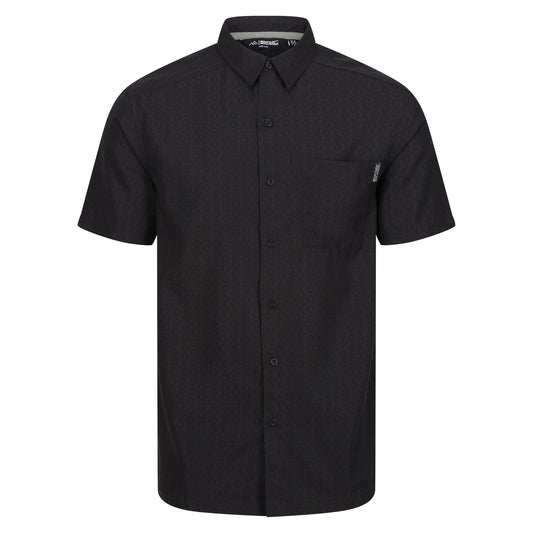 Ash-Black - Front - Regatta Mens Mindano VIII Patterned Short-Sleeved Shirt