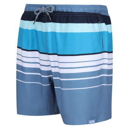 Coronet Blue - Side - Regatta Mens Loras Striped Swim Shorts