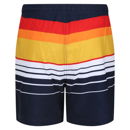 Navy-Orange - Back - Regatta Mens Loras Striped Swim Shorts