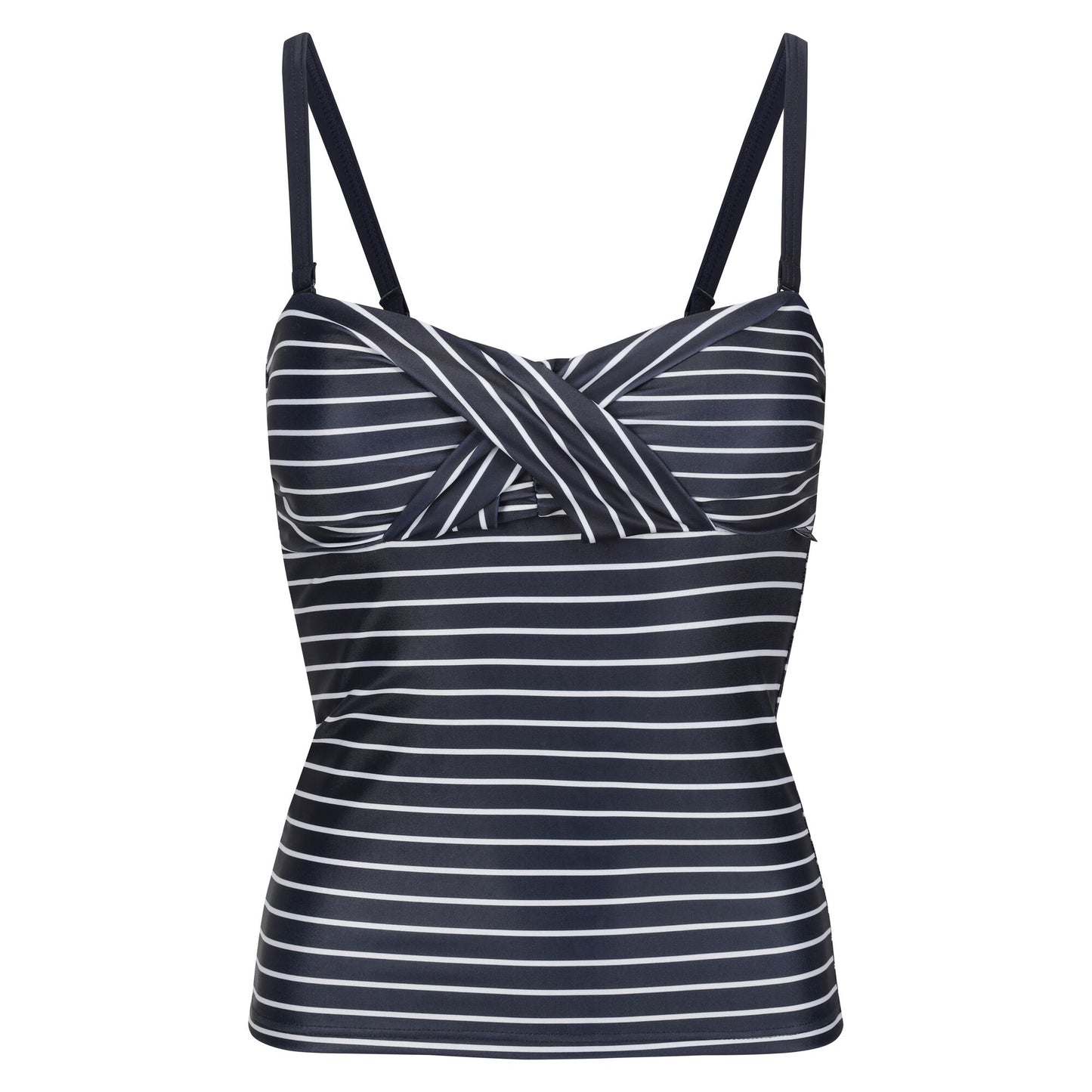 Navy-White - Front - Regatta Womens-Ladies Aceana III Striped Tankini Top