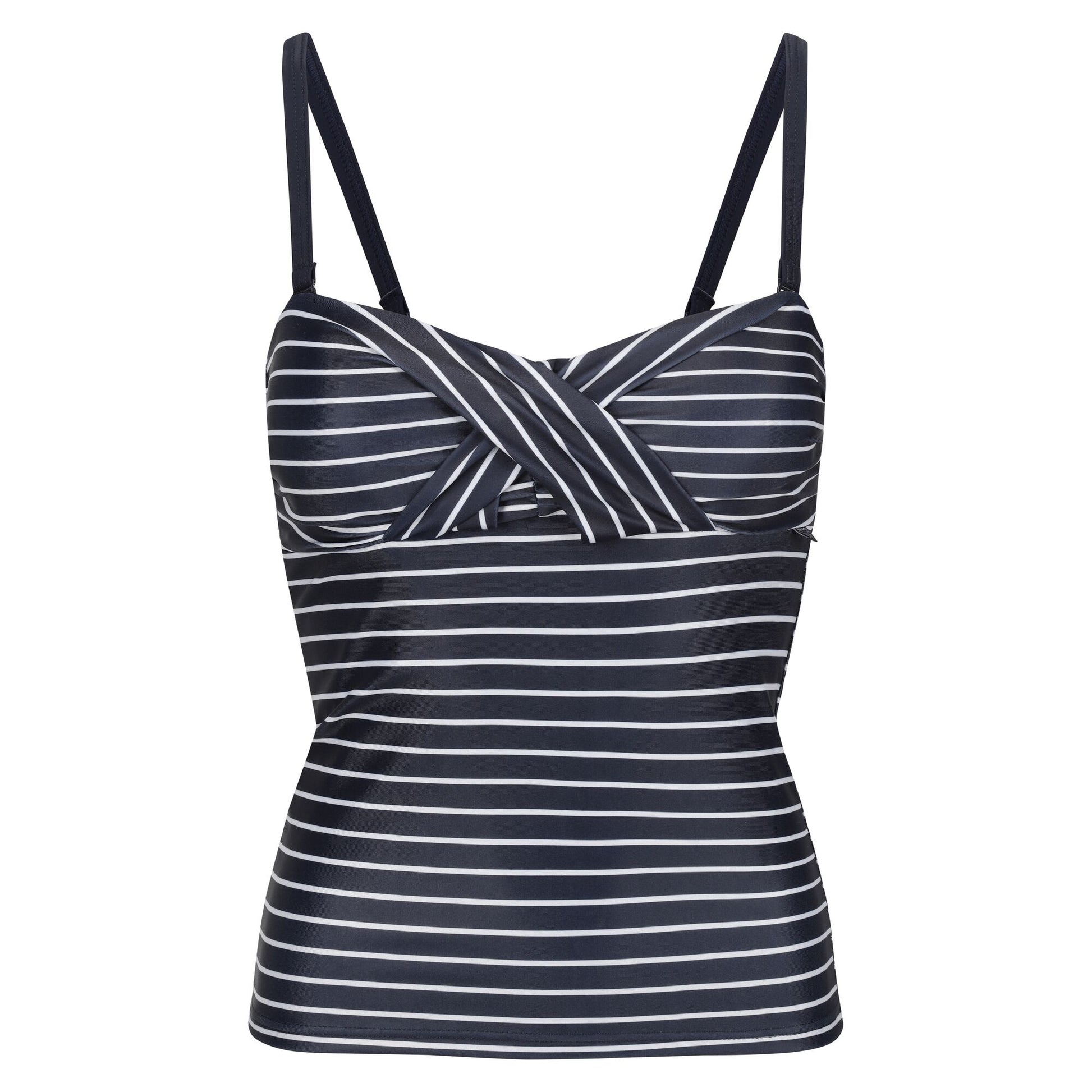 Navy-White - Front - Regatta Womens-Ladies Aceana III Striped Tankini Top