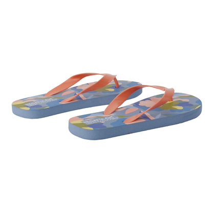 Blue-Green-Pink - Back - Regatta Womens-Ladies Bali Abstract Floral Flip Flops