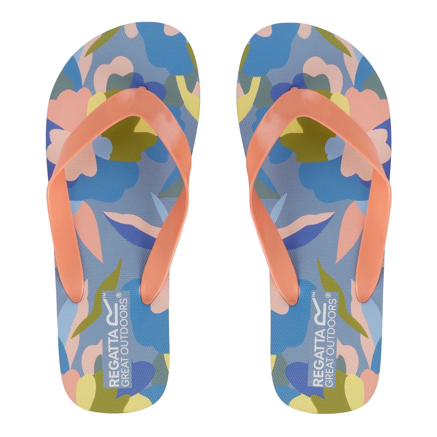 Blue-Green-Pink - Lifestyle - Regatta Womens-Ladies Bali Abstract Floral Flip Flops