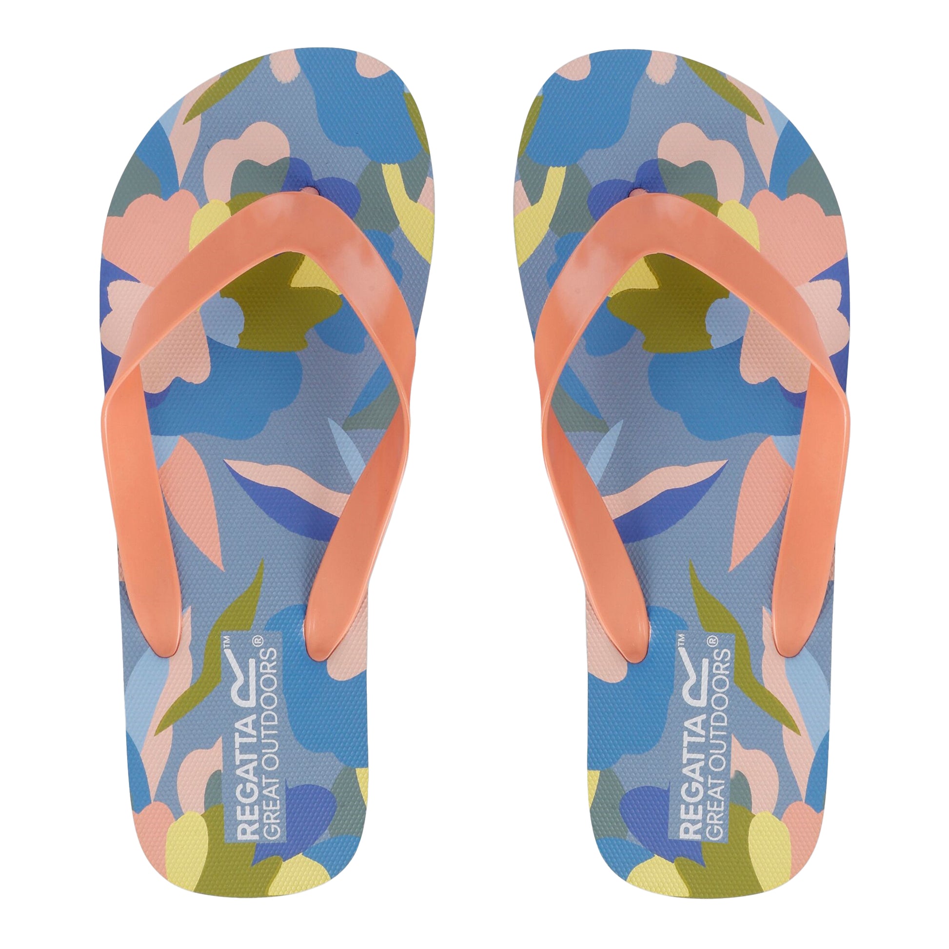 Blue-Green-Pink - Lifestyle - Regatta Womens-Ladies Bali Abstract Floral Flip Flops