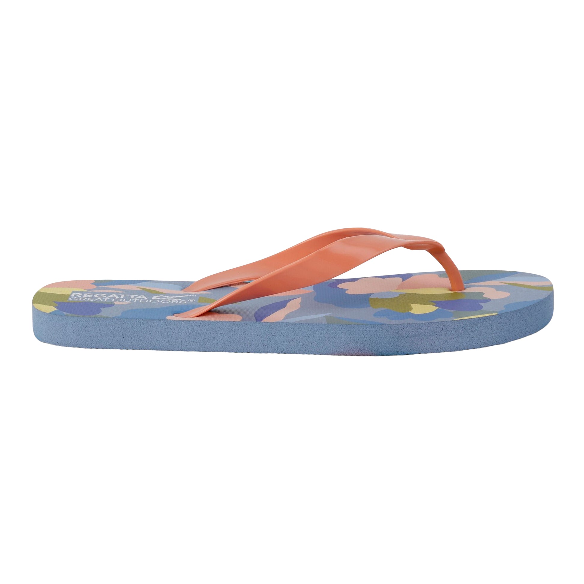 Blue-Green-Pink - Pack Shot - Regatta Womens-Ladies Bali Abstract Floral Flip Flops