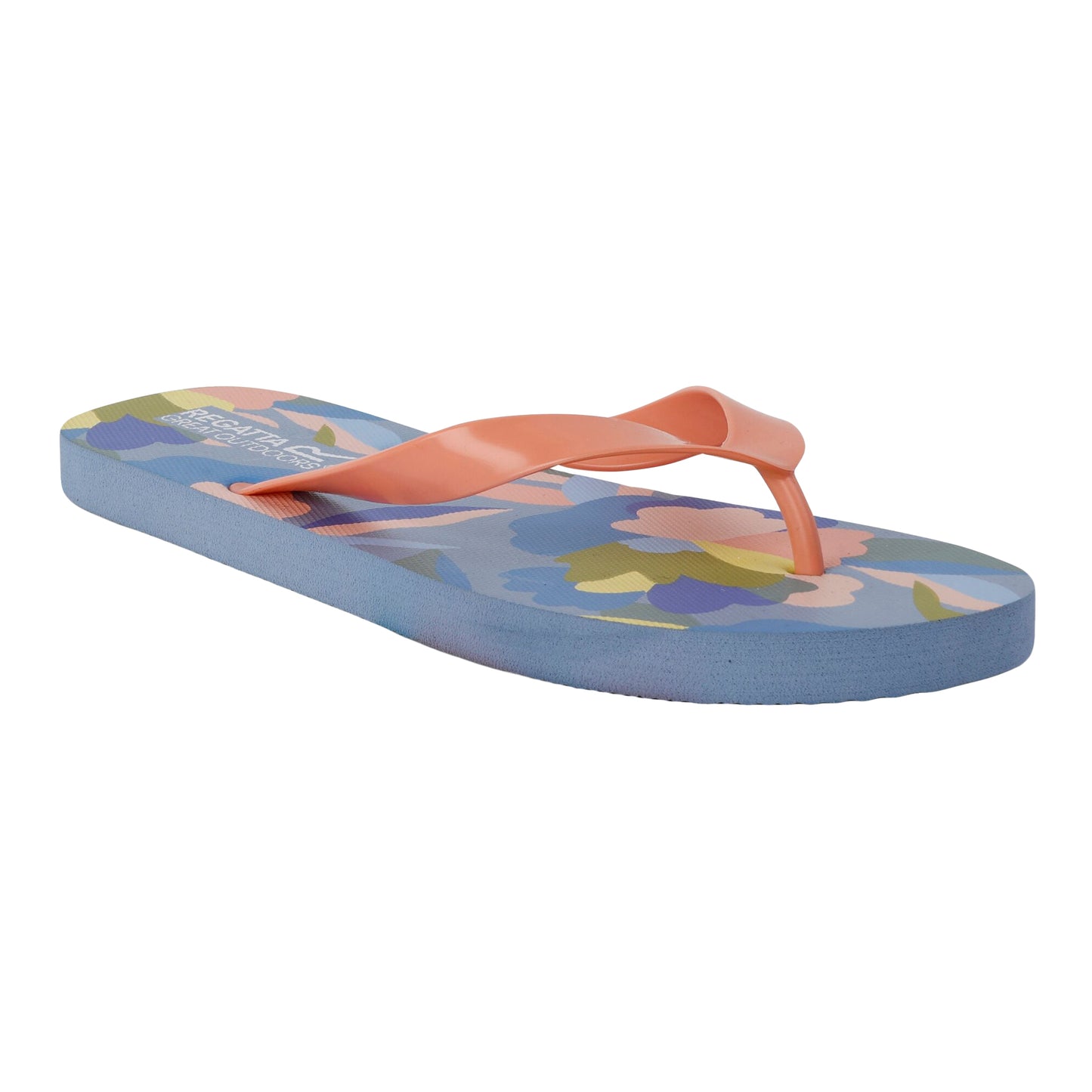 Blue-Green-Pink - Front - Regatta Womens-Ladies Bali Abstract Floral Flip Flops