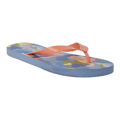 Blue-Green-Pink - Front - Regatta Womens-Ladies Bali Abstract Floral Flip Flops