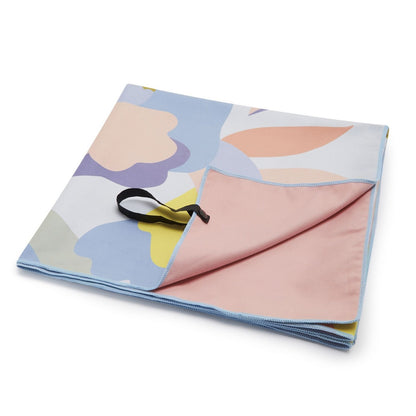 Blue-Pink - Side - Regatta Abstract Floral Microfibre Beach Towel
