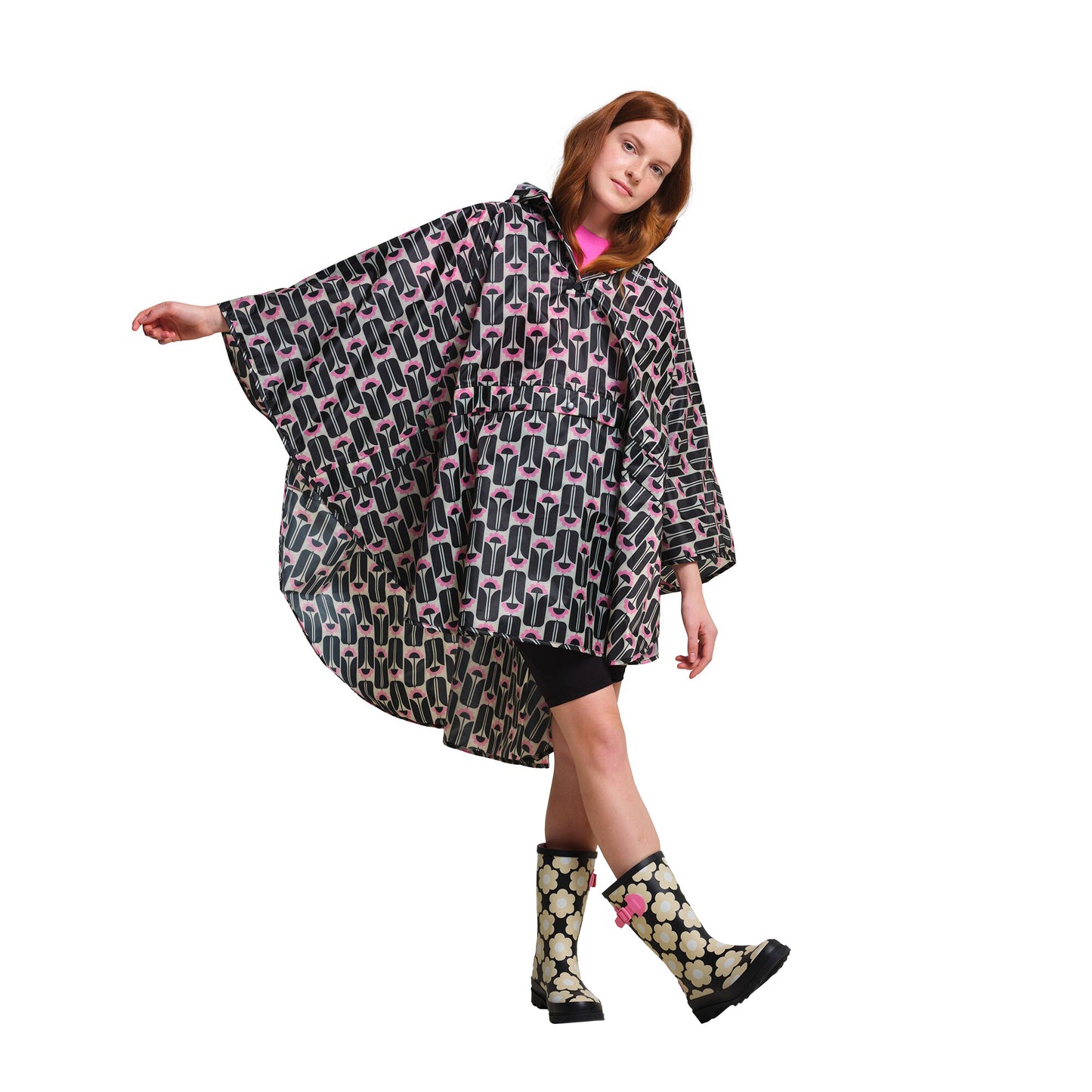 Black - Lifestyle - Regatta Womens-Ladies Orla Kiely Festival Tall Flowers Poncho