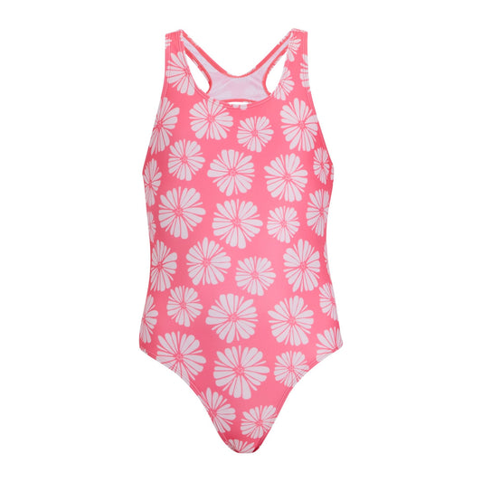 Pink Haze - Front - Regatta Girls Katrisse Floral Textured One Piece Swimsuit