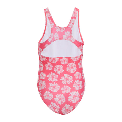Pink Haze - Back - Regatta Girls Katrisse Floral Textured One Piece Swimsuit