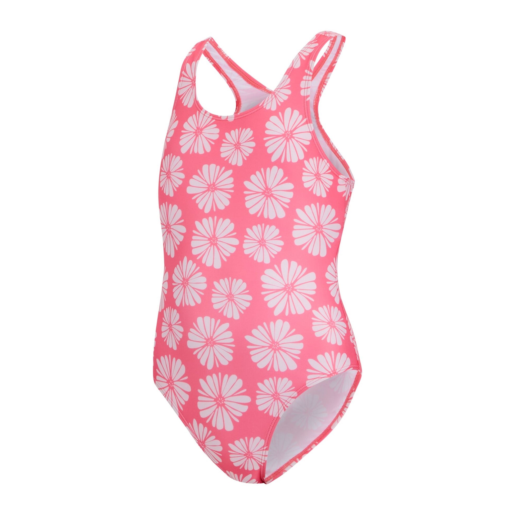 Pink Haze - Side - Regatta Girls Katrisse Floral Textured One Piece Swimsuit