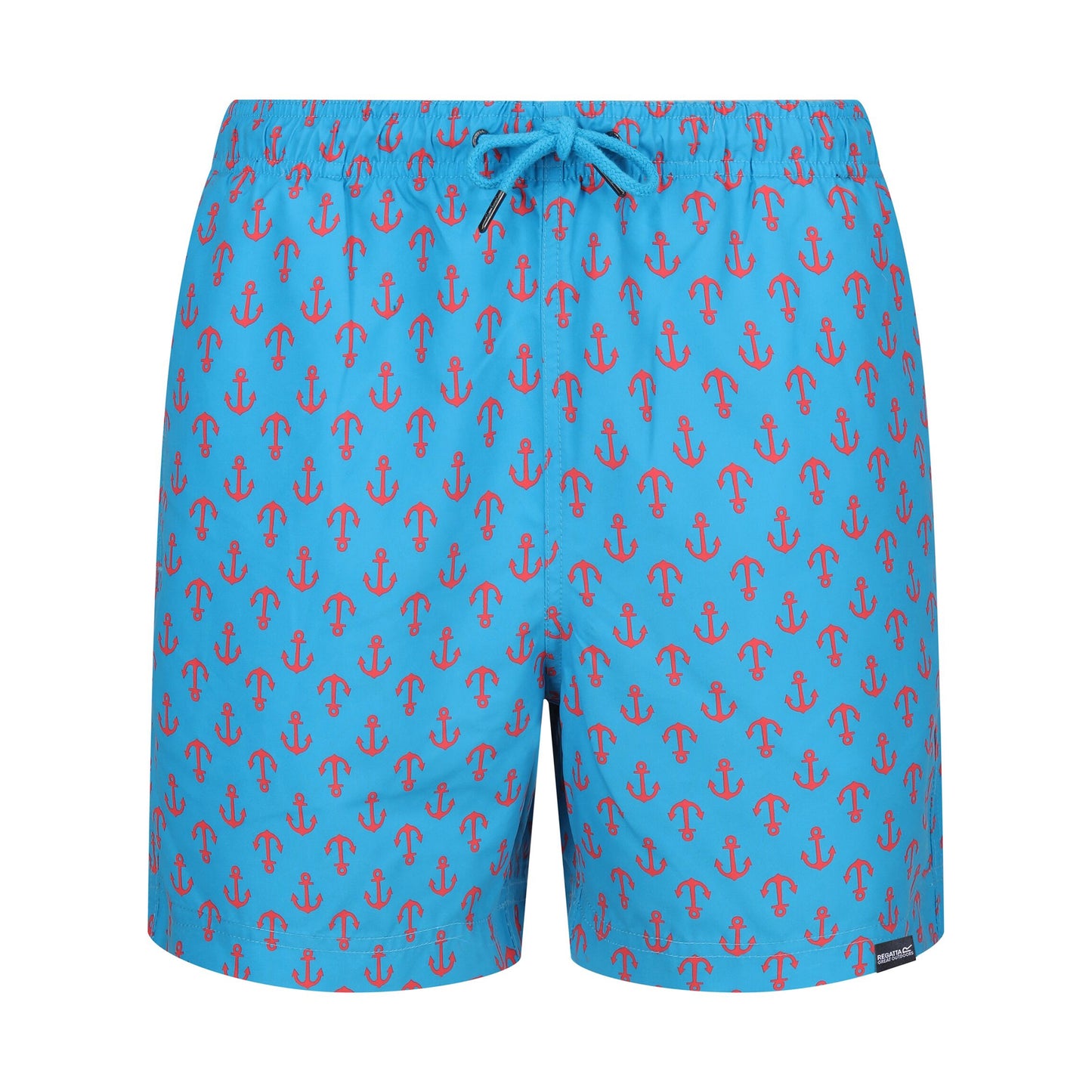 Fluro Blue - Front - Regatta Mens Loras Anchor Swim Shorts