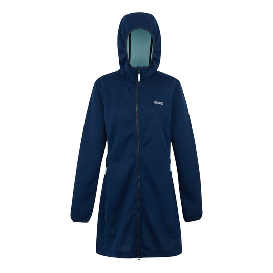 Navy-Icy Morn - Front - Regatta Womens-Ladies Bloomfield Marl Longline Fleece Jacket