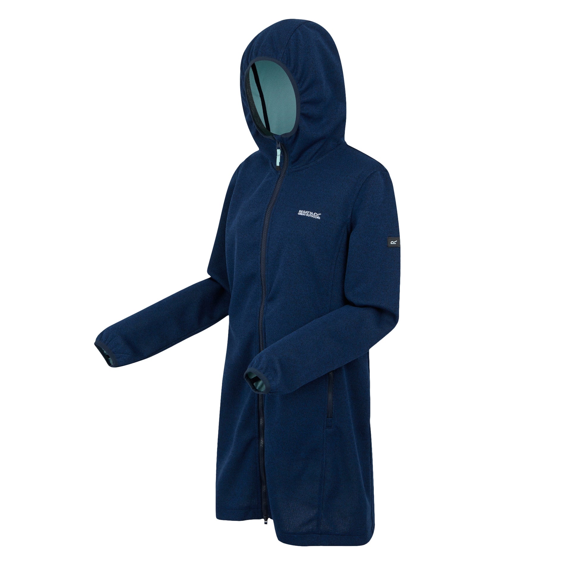 Navy-Icy Morn - Side - Regatta Womens-Ladies Bloomfield Marl Longline Fleece Jacket