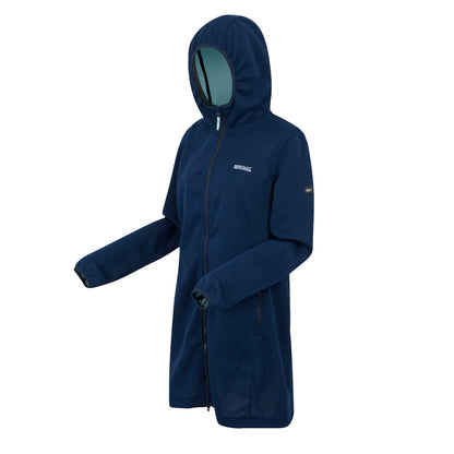 Navy-Icy Morn - Side - Regatta Womens-Ladies Bloomfield Marl Longline Fleece Jacket