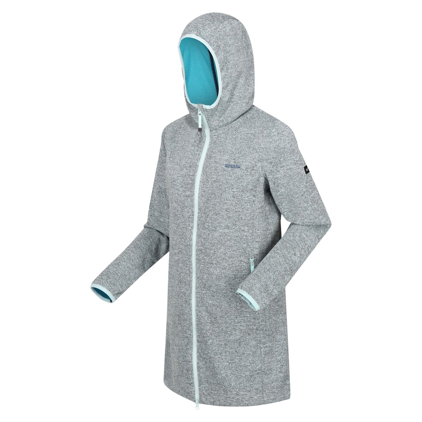 Bleached Aqua-Tahoe Blue - Side - Regatta Womens-Ladies Bloomfield Marl Longline Fleece Jacket