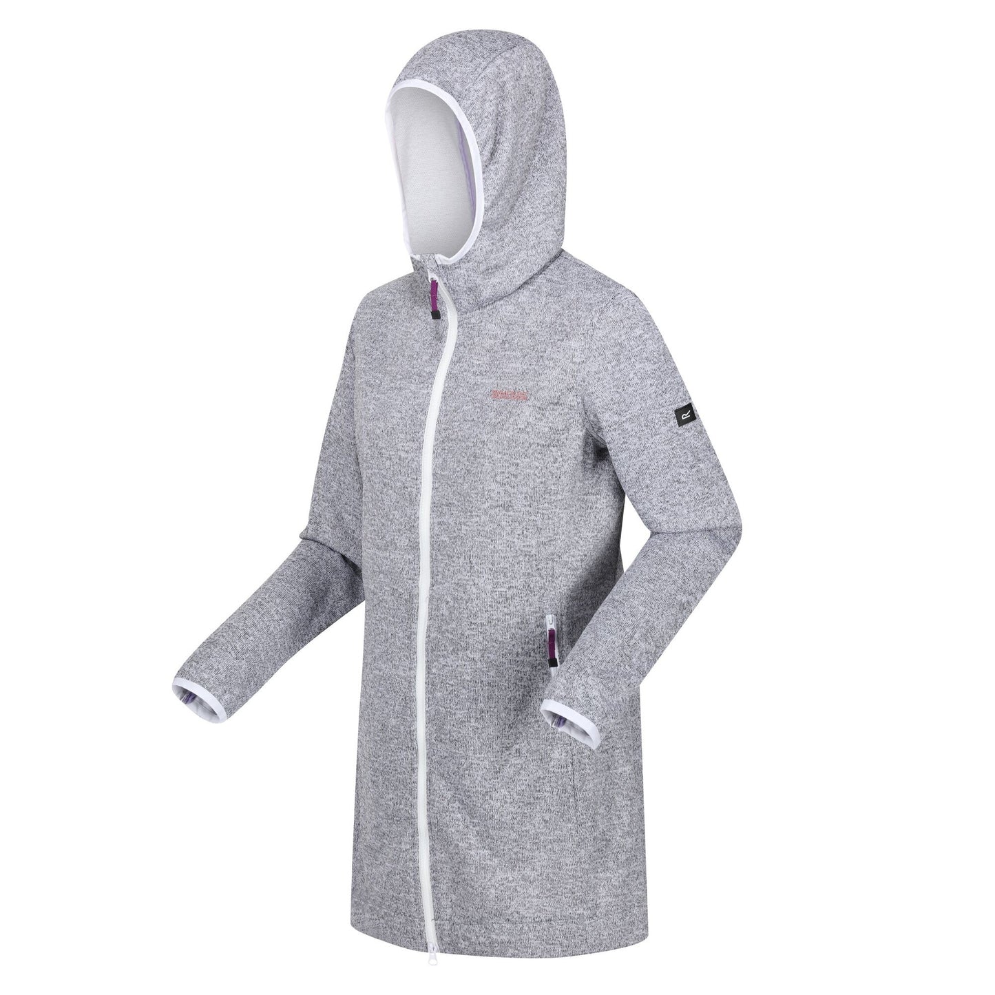 Heather-White - Side - Regatta Womens-Ladies Bloomfield Marl Longline Fleece Jacket