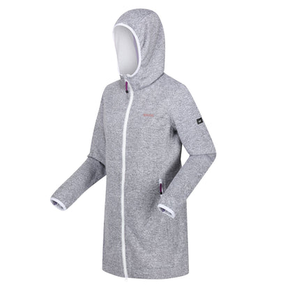 Heather-White - Side - Regatta Womens-Ladies Bloomfield Marl Longline Fleece Jacket