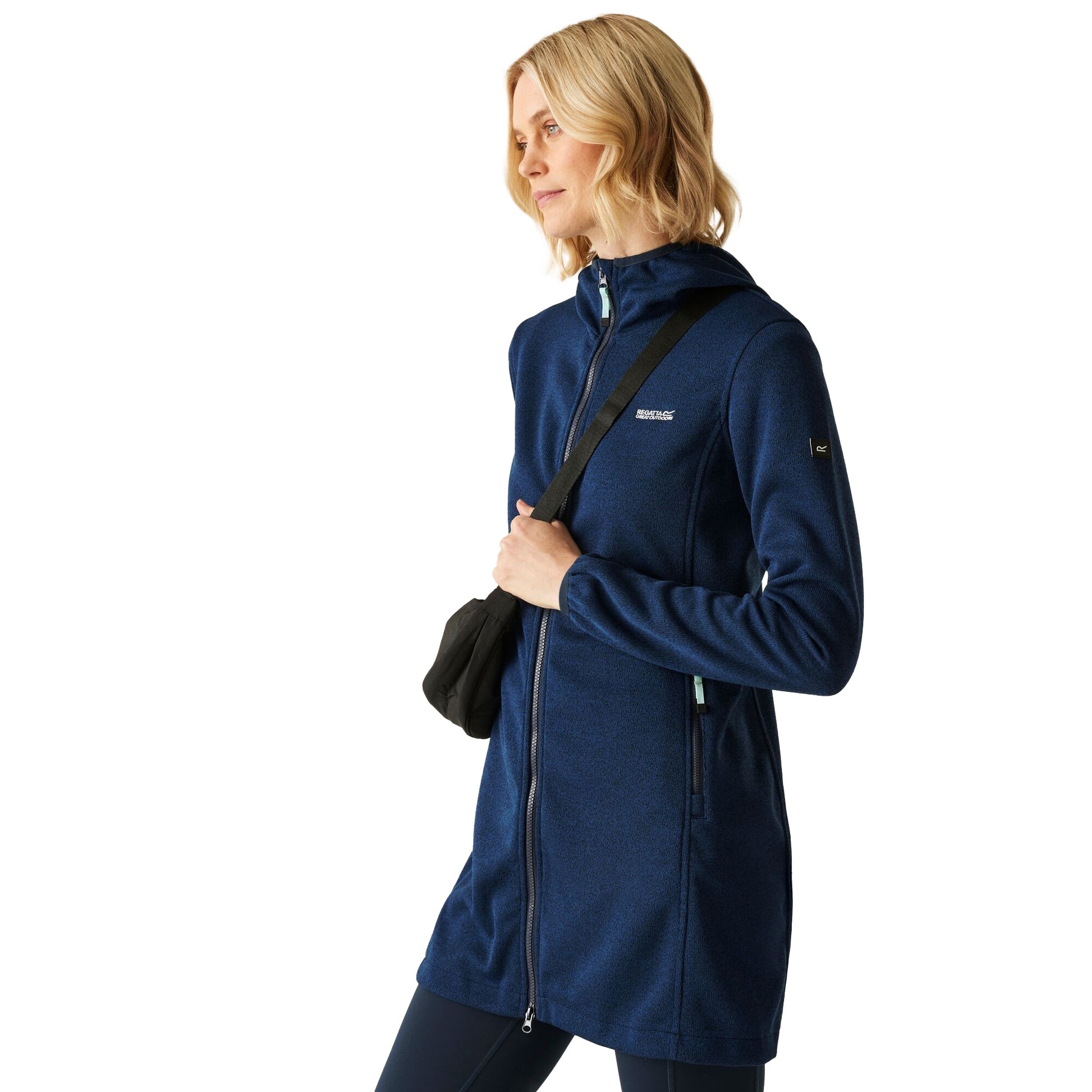 Navy-Icy Morn - Lifestyle - Regatta Womens-Ladies Bloomfield Marl Longline Fleece Jacket