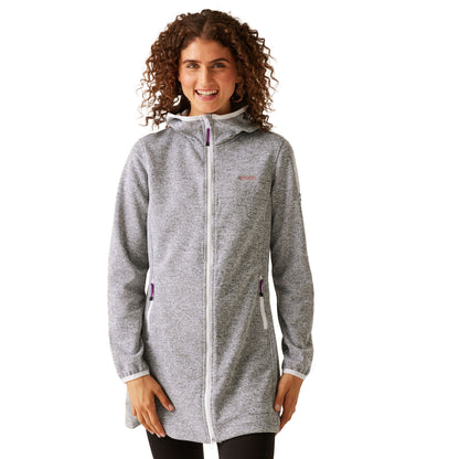Heather-White - Lifestyle - Regatta Womens-Ladies Bloomfield Marl Longline Fleece Jacket