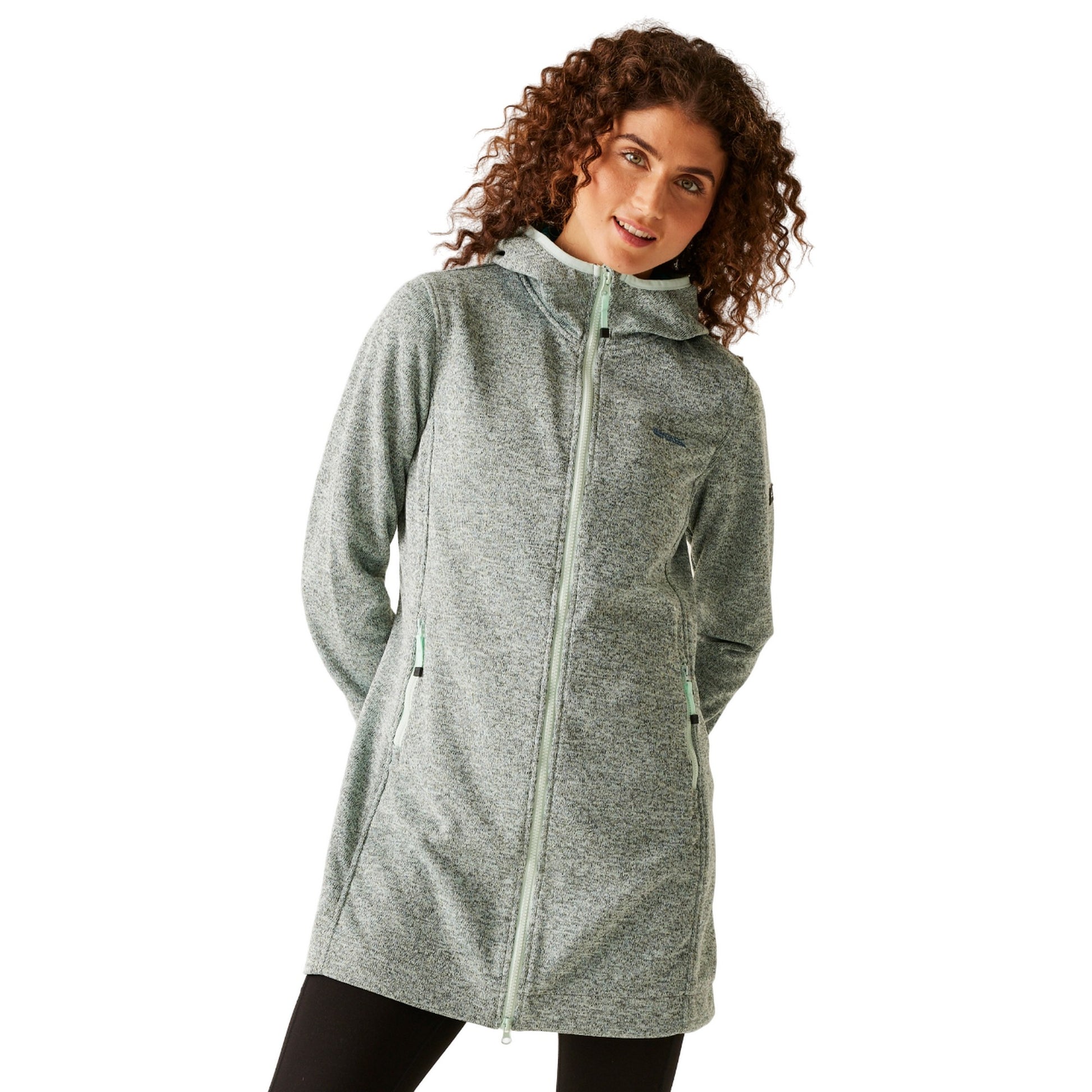 Bleached Aqua-Tahoe Blue - Lifestyle - Regatta Womens-Ladies Bloomfield Marl Longline Fleece Jacket