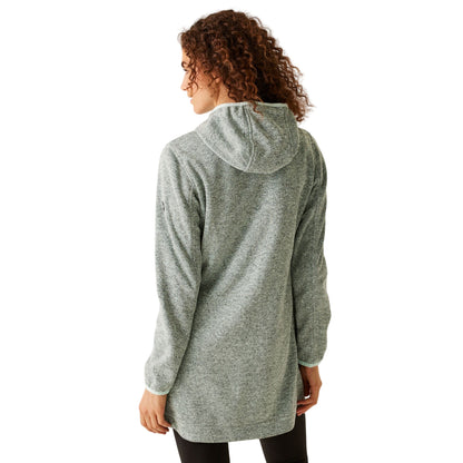 Bleached Aqua-Tahoe Blue - Pack Shot - Regatta Womens-Ladies Bloomfield Marl Longline Fleece Jacket