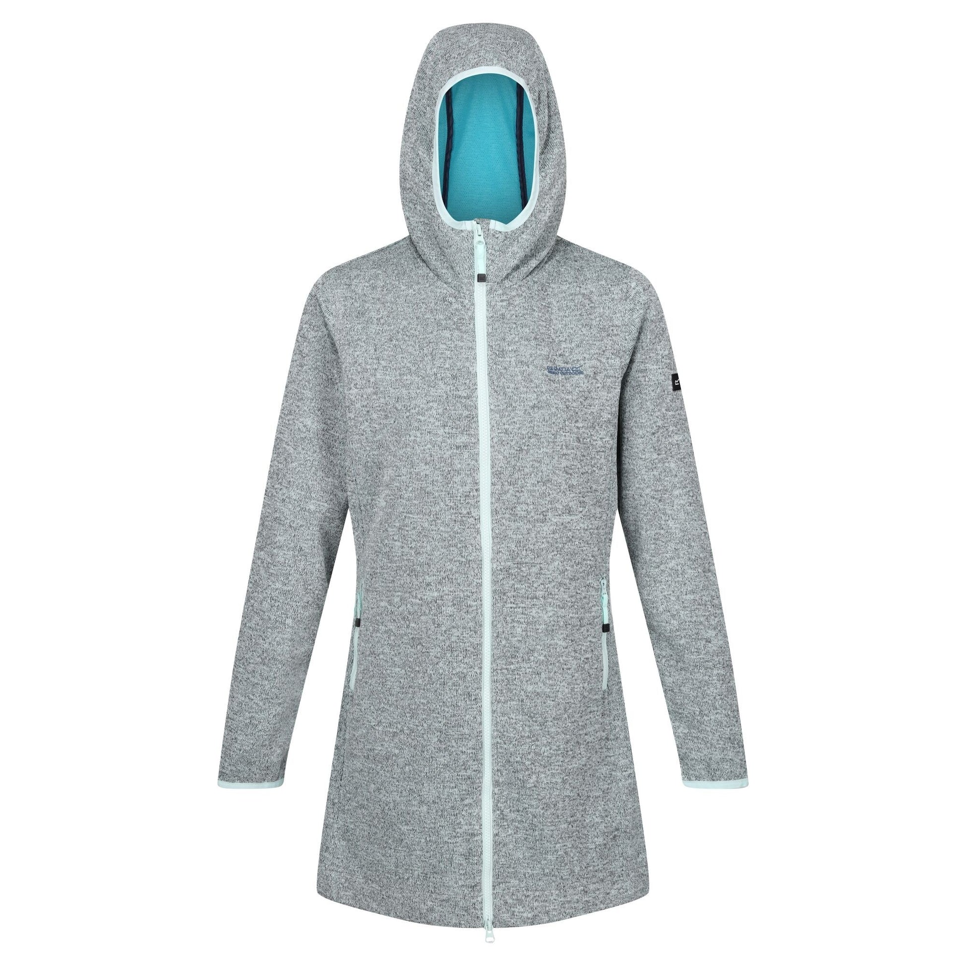 Bleached Aqua-Tahoe Blue - Front - Regatta Womens-Ladies Bloomfield Marl Longline Fleece Jacket