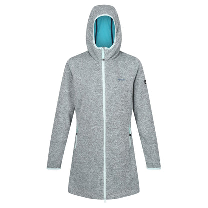 Bleached Aqua-Tahoe Blue - Front - Regatta Womens-Ladies Bloomfield Marl Longline Fleece Jacket