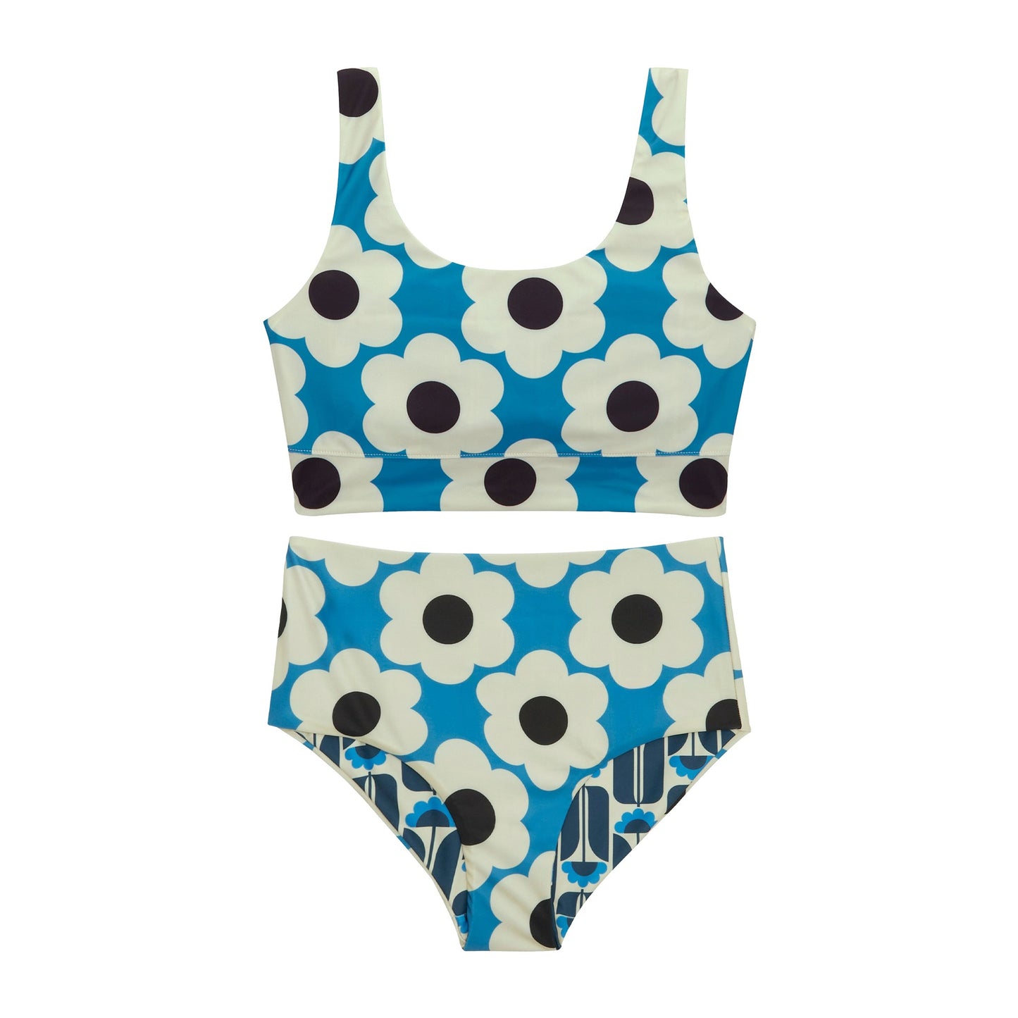 Blue-Navy - Front - Regatta Womens-Ladies Orla Kiely Daisy & Tall Flowers Reversible Bikini Set