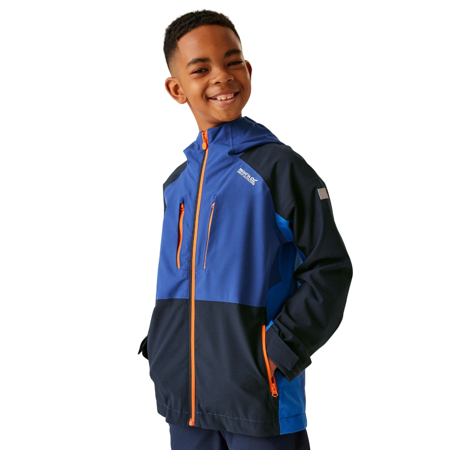 New Royal-Navy-Oxford Blue - Lifestyle - Regatta Childrens-Kids Highton V Waterproof Jacket
