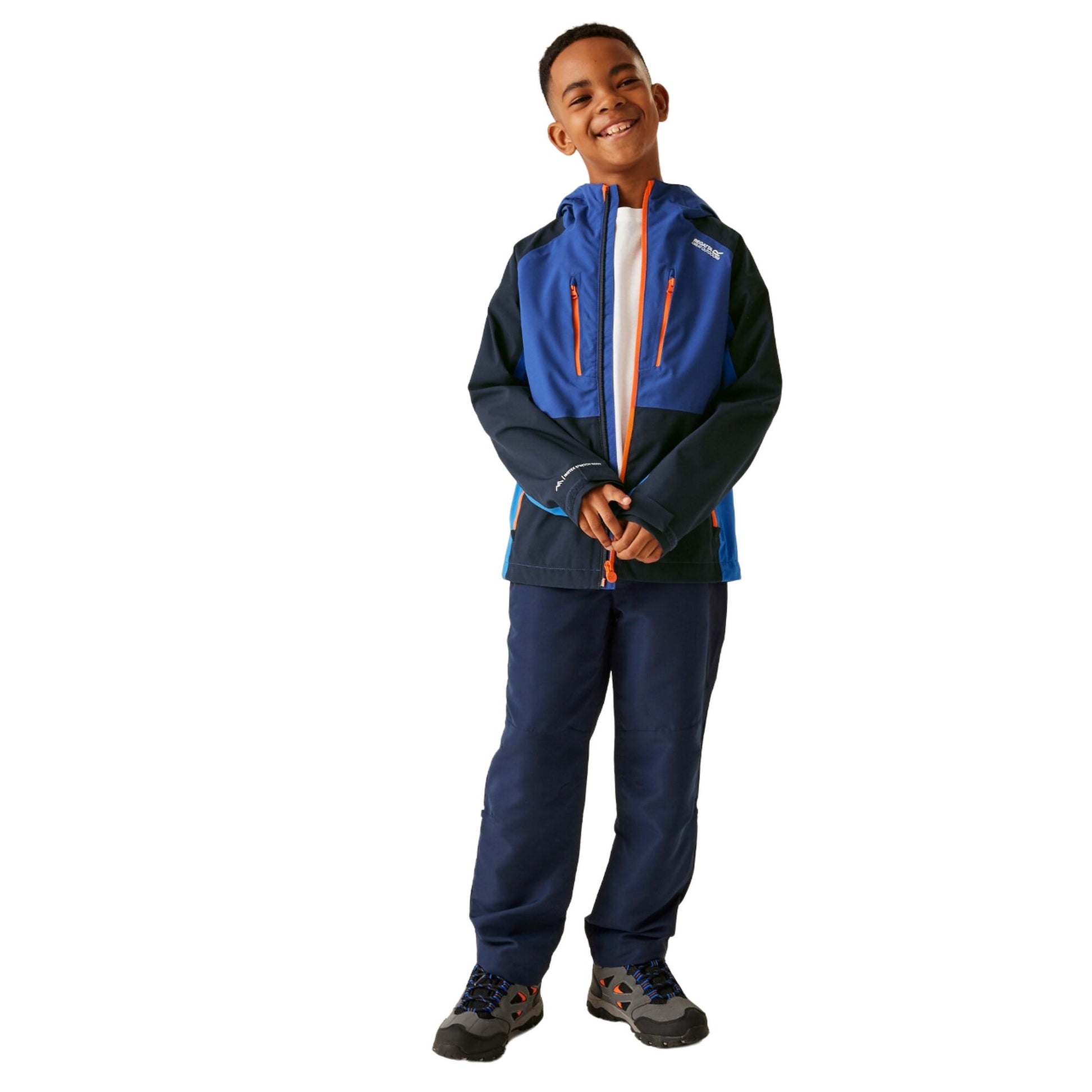 New Royal-Navy-Oxford Blue - Close up - Regatta Childrens-Kids Highton V Waterproof Jacket