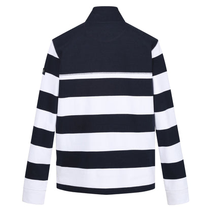 Navy-White - Back - Regatta Mens Agilno Striped Half Zip Fleece Top