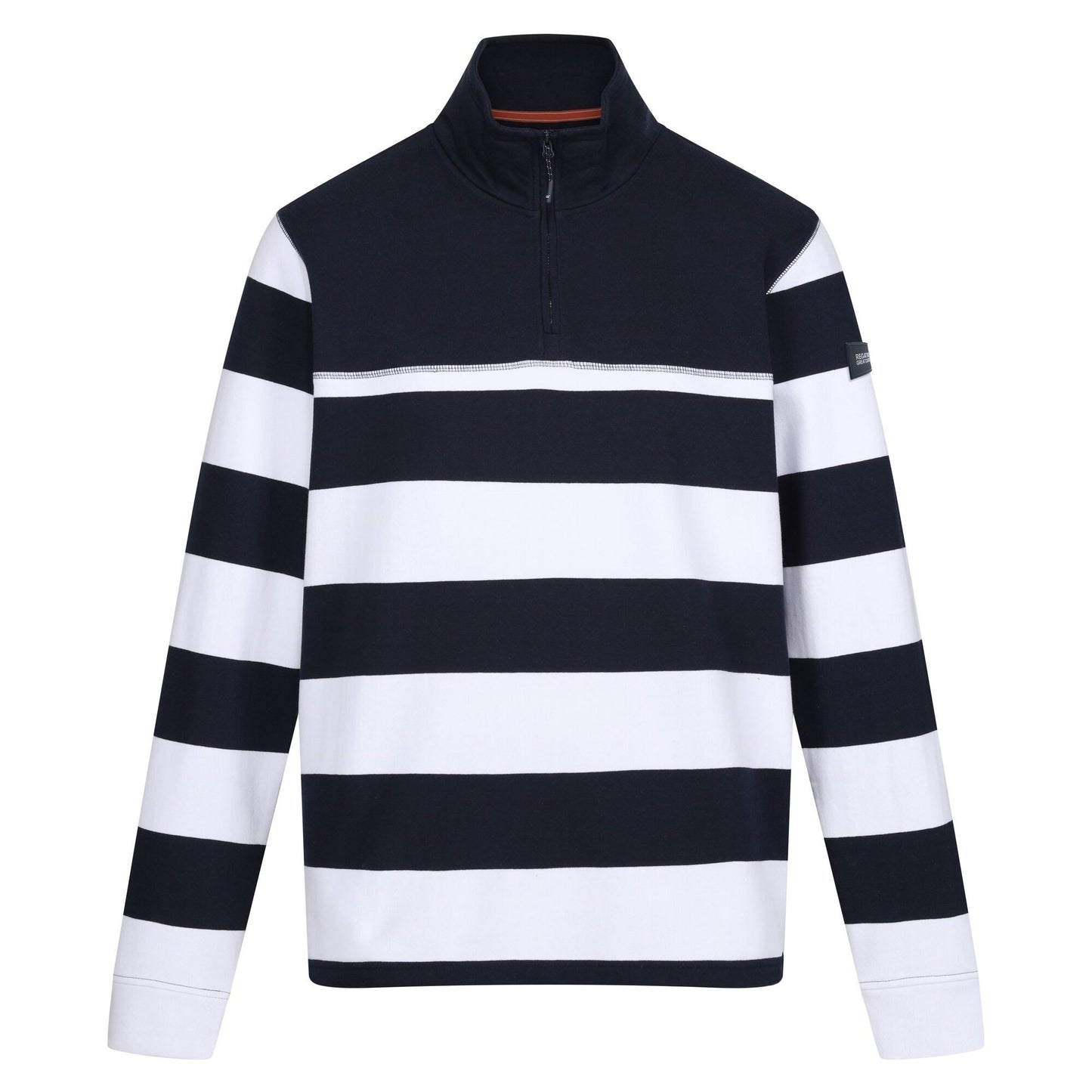 Navy-White - Front - Regatta Mens Agilno Striped Half Zip Fleece Top