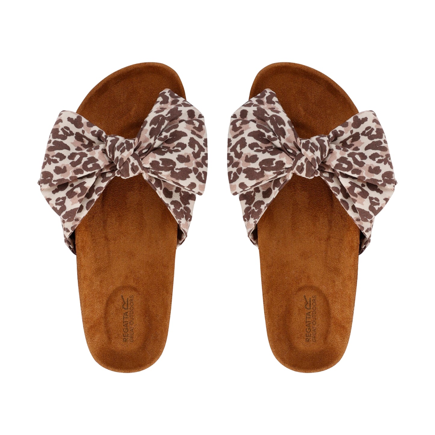 Brown - Lifestyle - Regatta Womens-Ladies Ava Leopard Bow Strap Sandals