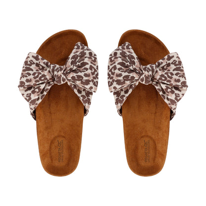 Brown - Lifestyle - Regatta Womens-Ladies Ava Leopard Bow Strap Sandals