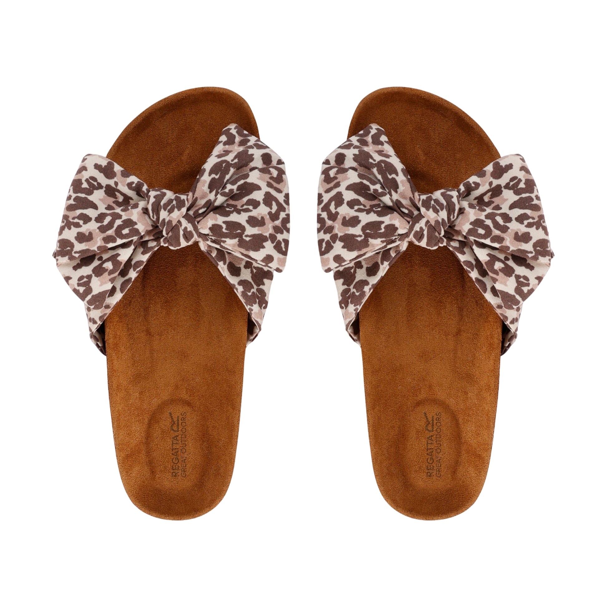 Brown - Lifestyle - Regatta Womens-Ladies Ava Leopard Bow Strap Sandals