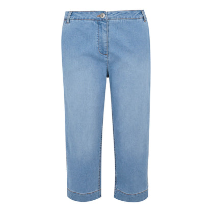 True Denim Light Blue - Front - Regatta Womens-Ladies Bayletta Capri Trousers