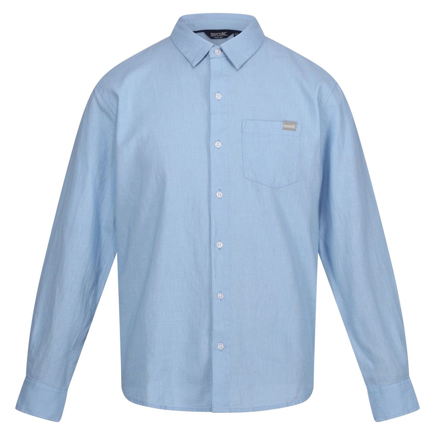 Powder Blue - Front - Regatta Mens Babbinswood Linen Shirt