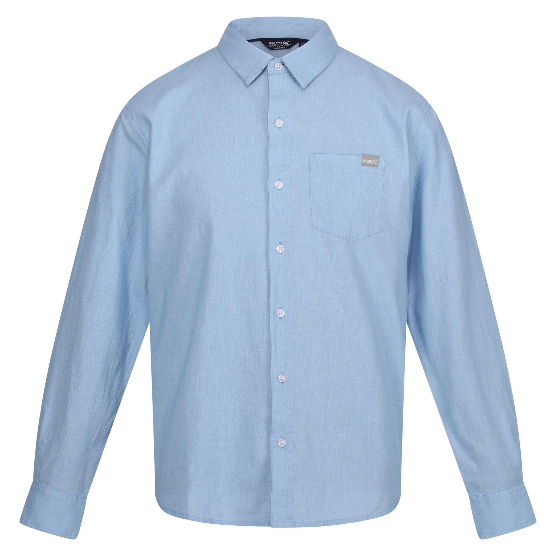 Powder Blue - Front - Regatta Mens Babbinswood Linen Shirt