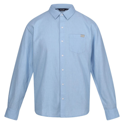 Powder Blue - Front - Regatta Mens Babbinswood Linen Shirt