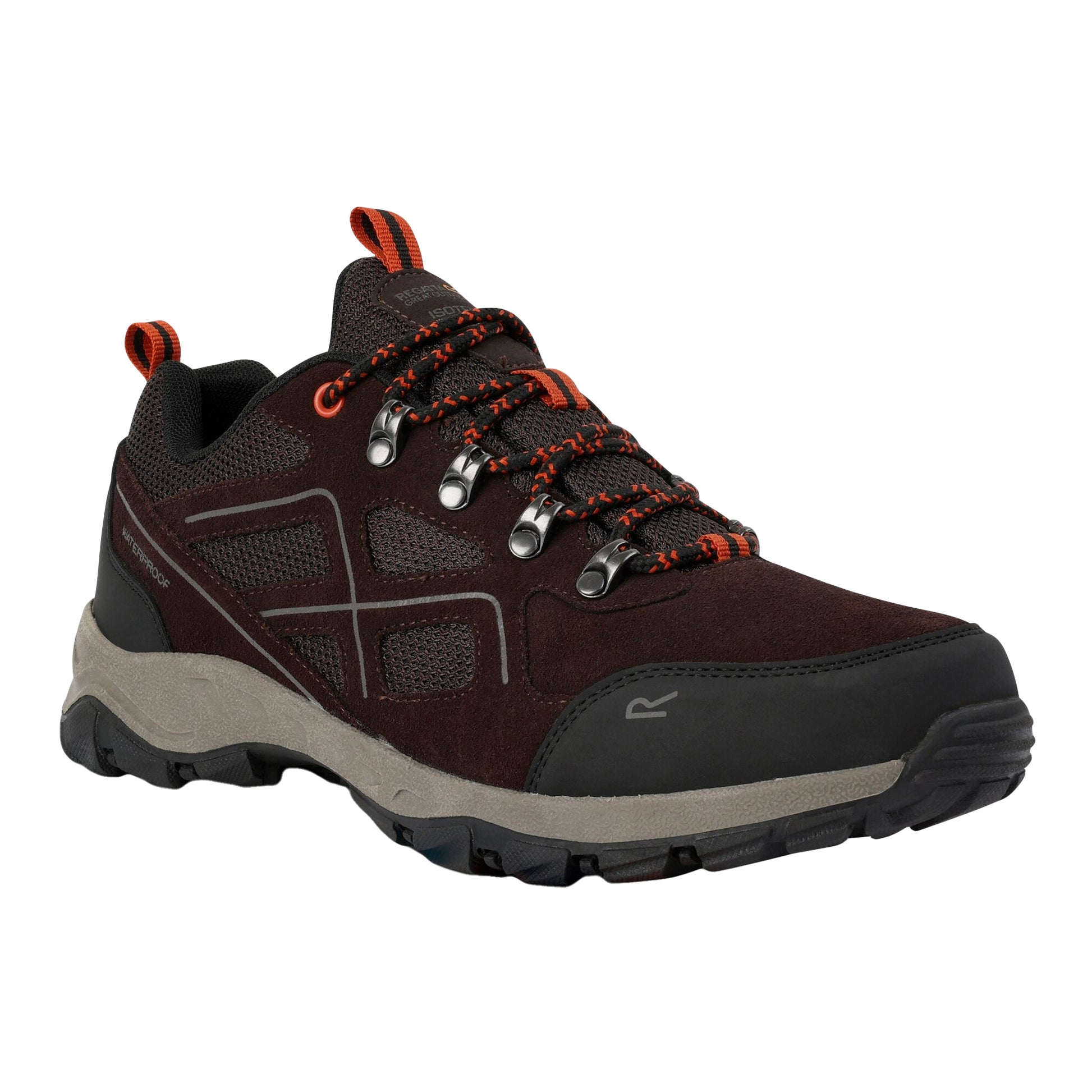 Peat-Blaze Orange - Front - Regatta Mens Vendeavour Suede Low Trainers