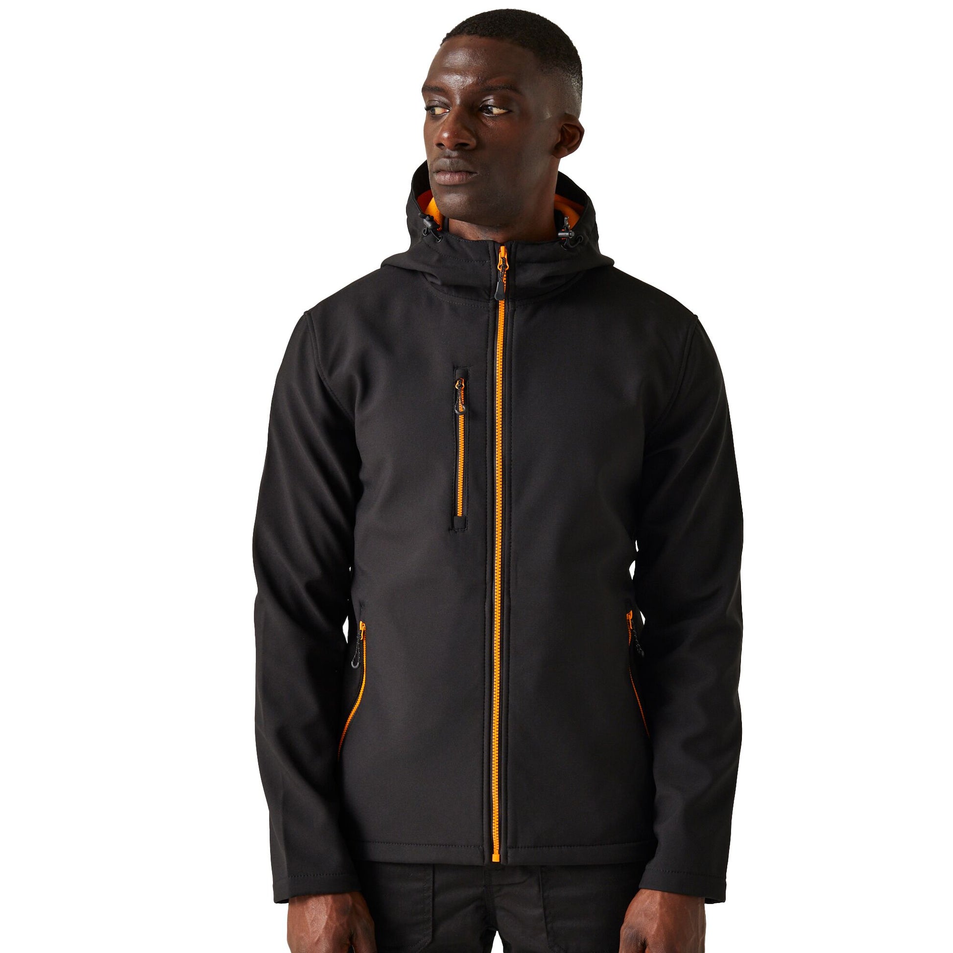 Black-Orange Pop - Side - Regatta Professional Mens 2 Layer Soft Shell Jacket